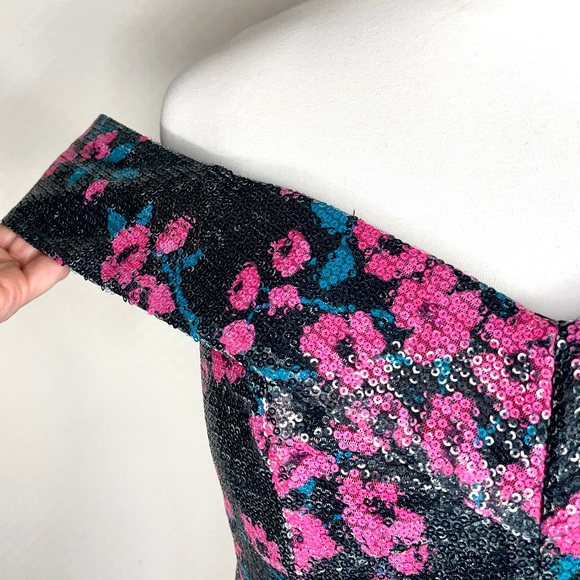 Wayf Janet Off-the-Shoulder Sequin Flounce Dress - Picture 8 of 15